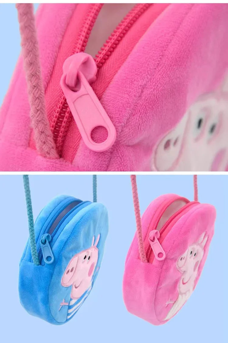 16cm Peppa Pig Kawaii Plush Stuffed Rounded Backpack Toys George Kindergarten Cartoon Shoulder Bag Coin Purse Girl Birthday Gift