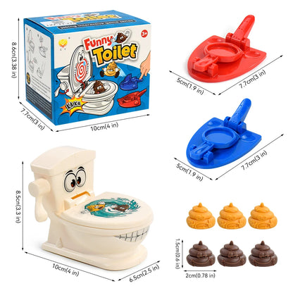 Mini Toilet Anti Stress Toys Two Person Interactive Catapult Toilet Toy Tabletop Game Throw Battle Toy Poops for Kids Adult