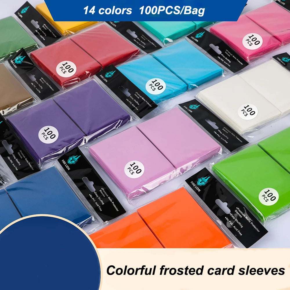 100PCS 62x89mm Colorful Matte Trading Card Sleeves Toploaders Fit YGO Sports Card Protector for Photocard Standard Cards