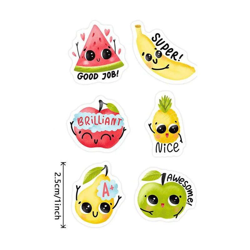 100-500pcs Stationery Stickers Birthday Party Back ground Fruits Balloon Happy Banner Refrigerator Vegetable Stickers