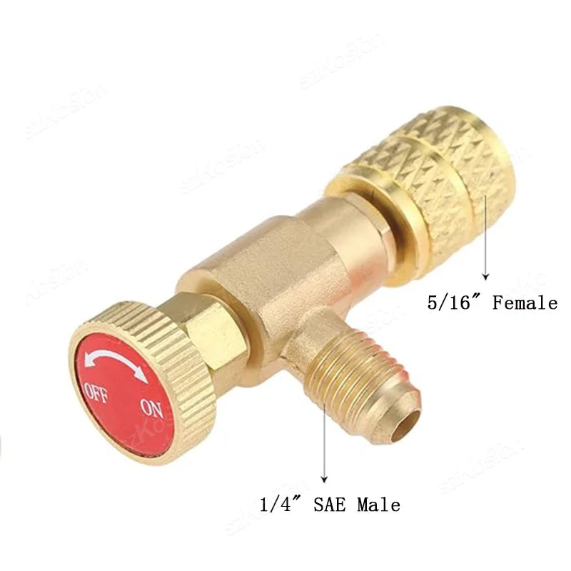 Liquid Safety Valve R410A R22 Air Conditioning Refrigerant 1/4" Safety Adapter Air Conditioning Repair And Fluoride Safety Valve