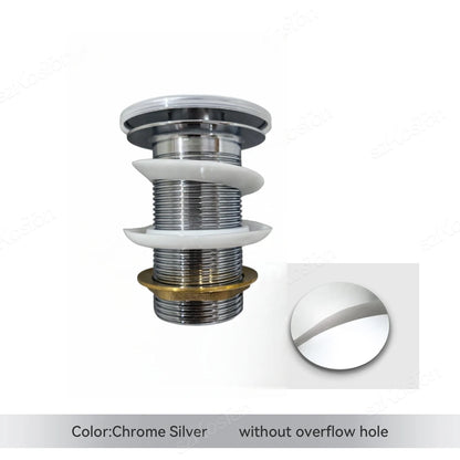 Bathroom Sink Stopper Washbasin Pop Up Drain Plug Cover Waste Pipe Drainer With Or Without Overflow For Bath Accessories