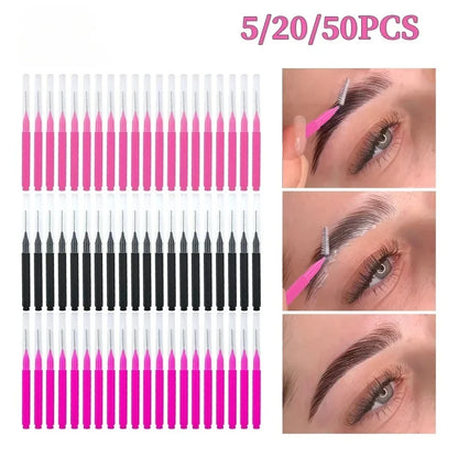 5/10/50PCS Mini Eyebrow Brush Brow Perm Brush Disposable Brow Lifting Brushes Bendable Micro Eyelash Brush Applicators Tools