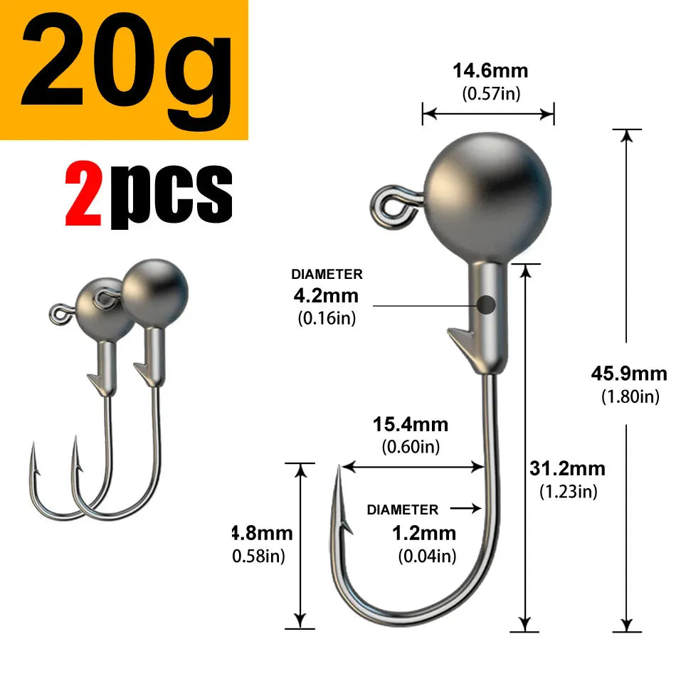 WODJYJ 1g 2g 3g 4g 5g 7g 8g 10g 14g 20g 28g jig head hook for fishing tackle ,rig soft worm hook crank lure bait hook