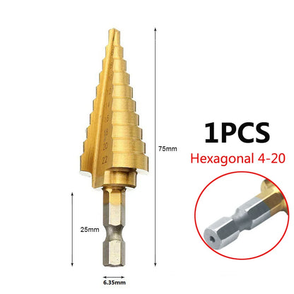 3pcs 3-12mm 4-12mm 4-20mm HSS Straight Groove Step Drill Bit Set Titanium Coated Wood Metal Hole Cutter Core Drill Bit Set