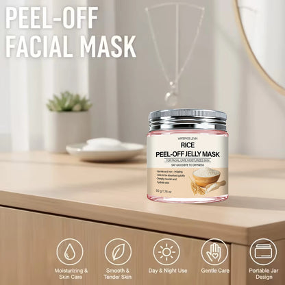 Rice Peel-Off Jelly Mask Deep Hydration Nourishment. Gentle Quick Absorb. Say Goodbye Dryness. Watericelevin 50g.