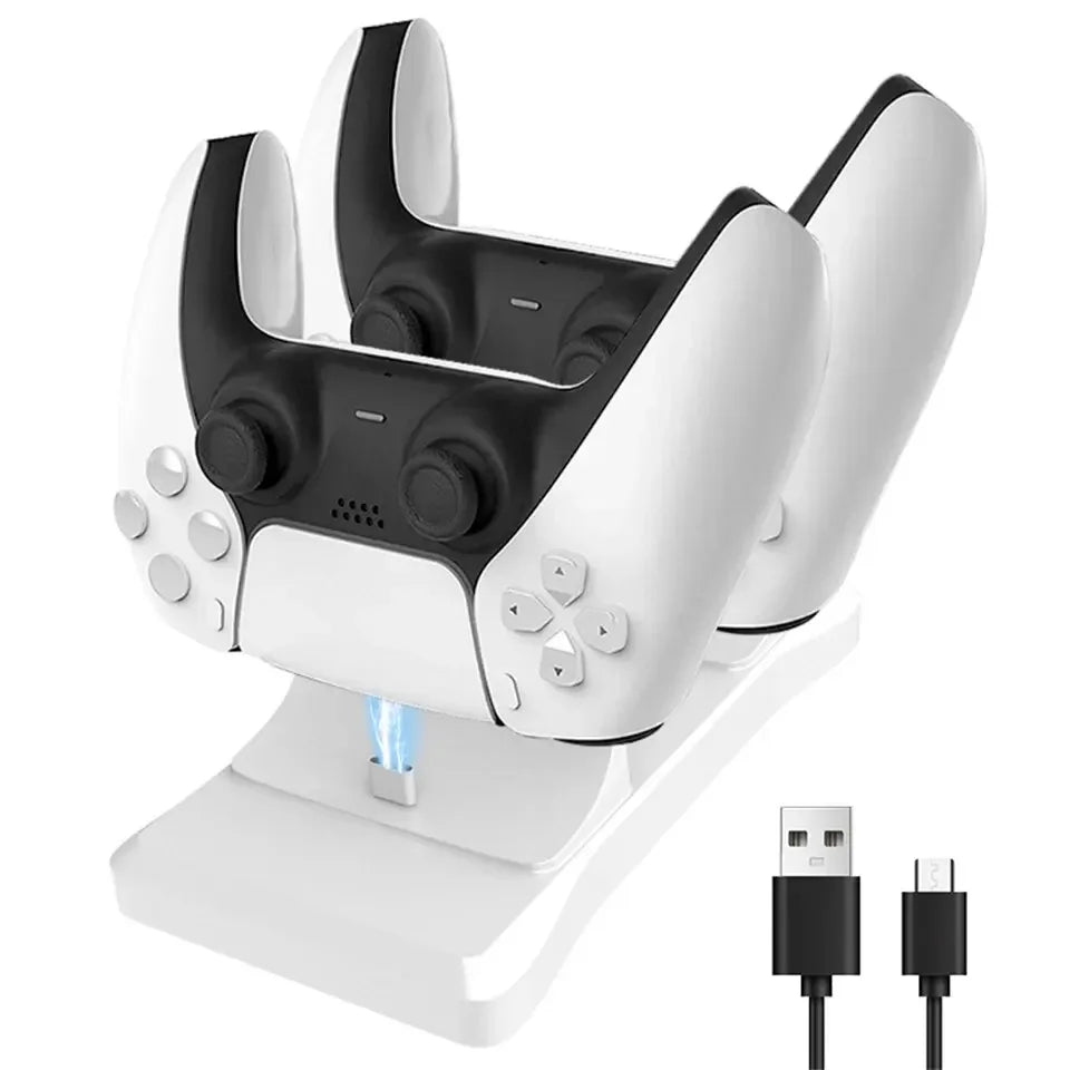 GAMINJA Dual Controller Charging Stand for Playstation 5 Controller Charger Station PS5 with Fast Charging AC Adapter 5V 1.2A
