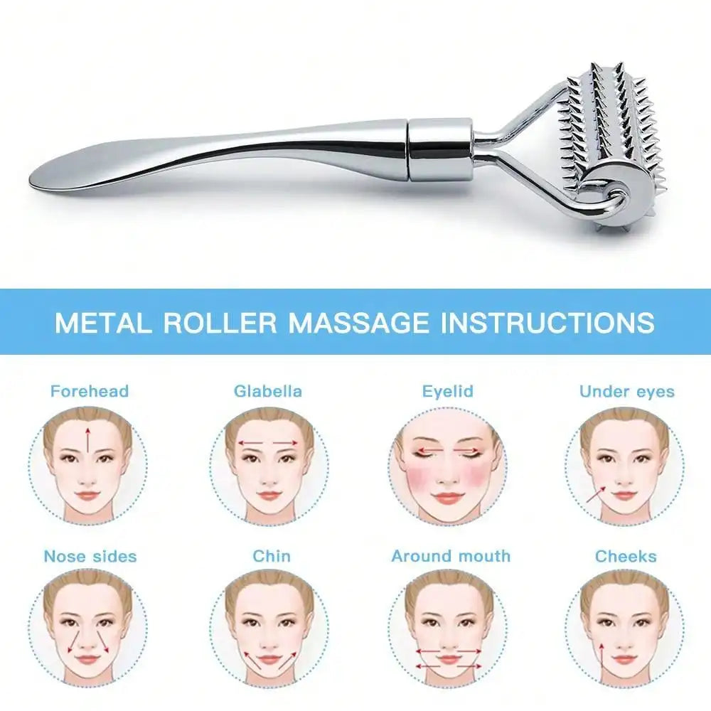 Stainless Steel Facial Massage Roller Deep Tissue Massage Tool for Face, Acupressure Massager Body for Hand, Foot, Neck SPA Care