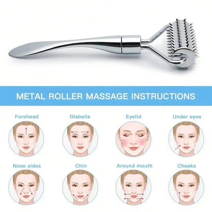Stainless Steel Facial Massage Roller Deep Tissue Massage Tool for Face, Acupressure Massager Body for Hand, Foot, Neck SPA Care