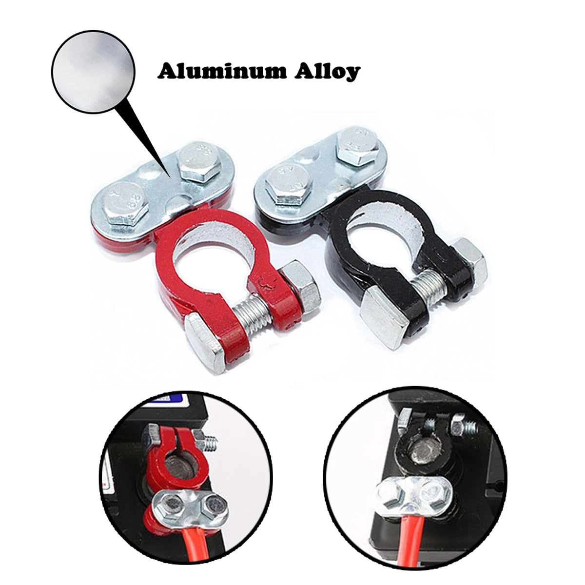 2Pcs Car Battery Terminal Connectors Quick Release Disconnect 12V 24V Positive Negative Battery Cable Ends for SAE/JIS Type Car