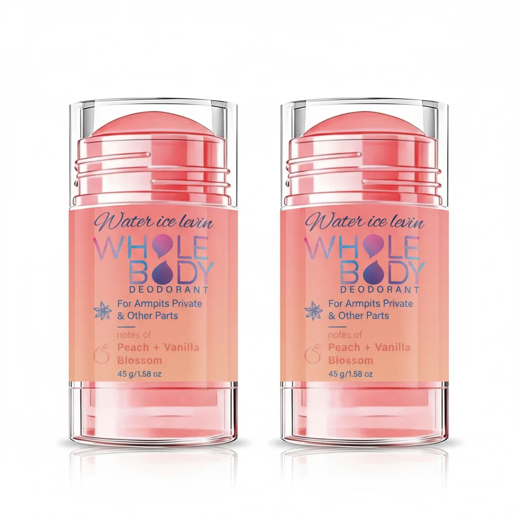 Water Ice Levin Whole Body Deodorant Stick Armpits Private Areas. Peach Vanilla Scent. Fresh Moisturizing. Long Lasting. 45g.