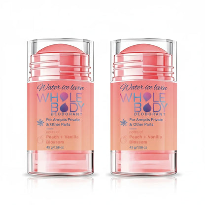 Water Ice Levin Whole Body Deodorant Stick Armpits Private Areas. Peach Vanilla Scent. Fresh Moisturizing. Long Lasting. 45g.