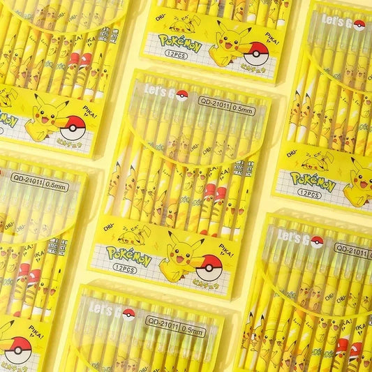 12Pcs Pokemon Pikachu Erasable Gel Pen Set, 0.5mm Cute Anime School Office Supplies for Kids Students Birthday Gifts