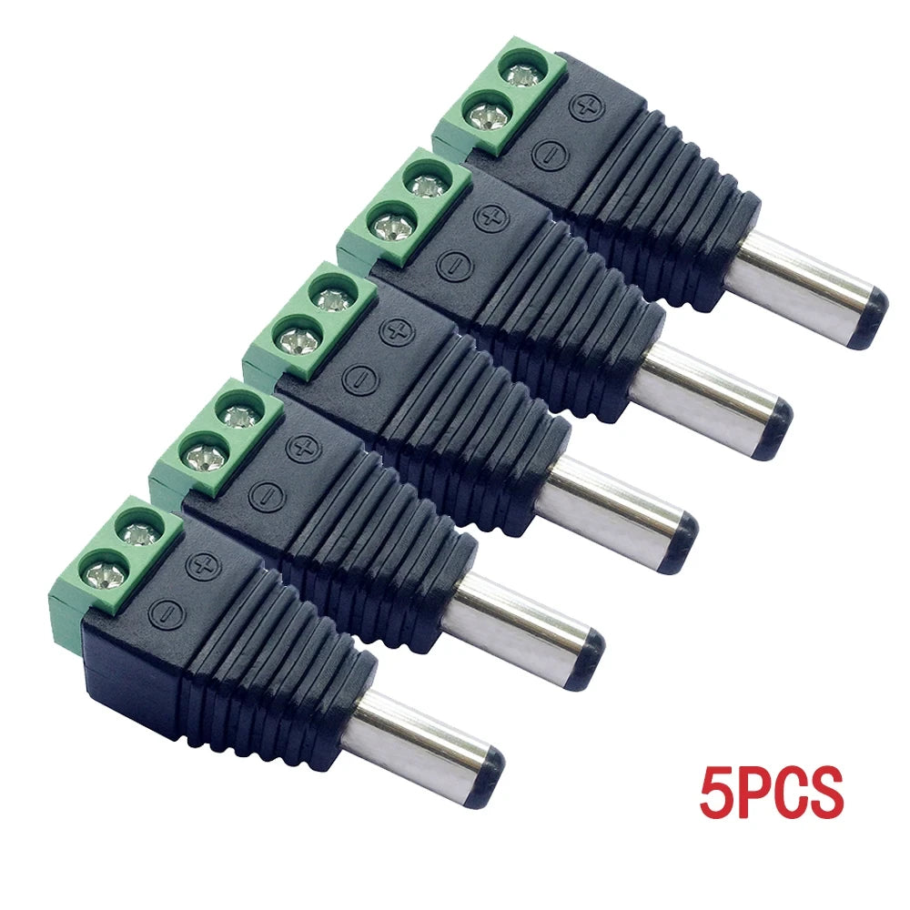 5pairs DC 12V Female And Male Connectors 5.5x2.1mm Power Plug Adapter Jacks Sockets For Signal Color LED Strip Light CCTV Camera