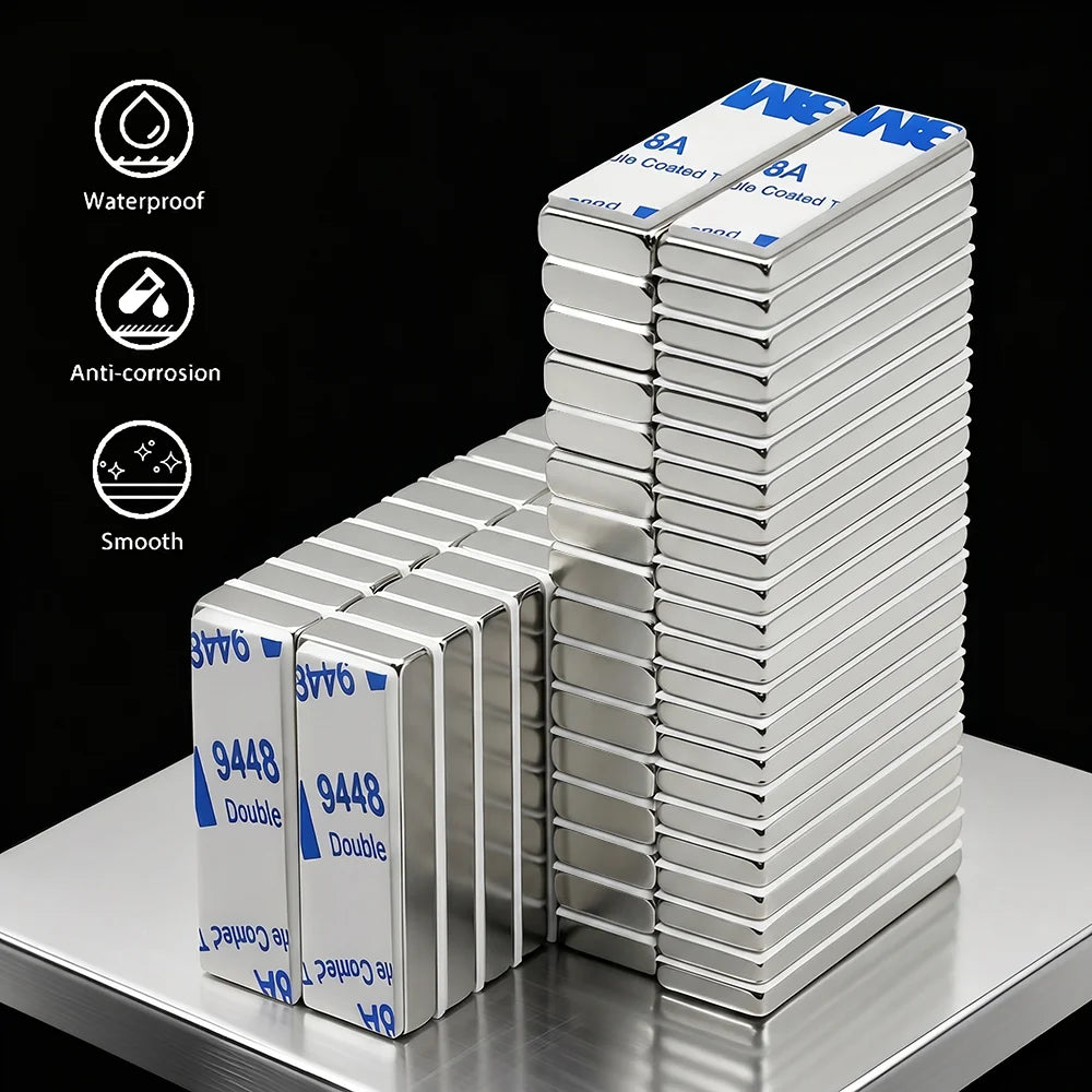 20x10x2 60x10x3mm Super Powerful Block Neodymium Magnet  With double-sided adhesive Magnet N35 Strong Permanent Magnetic imanes