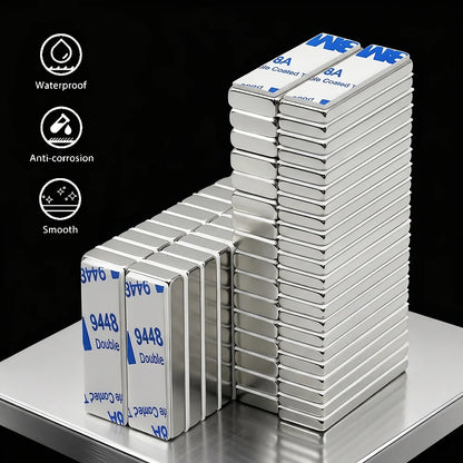 20x10x2 60x10x3mm Super Powerful Block Neodymium Magnet  With double-sided adhesive Magnet N35 Strong Permanent Magnetic imanes