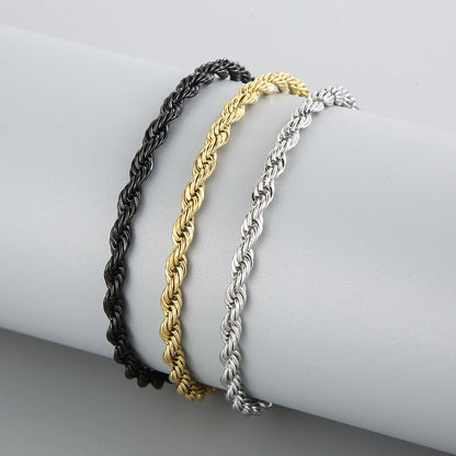 4/6/8mm Stainless Steel Bracelets For Men Women Gold Color Twisted Rope Link Chain Bracelets On the Hand Jewelry Gifts
