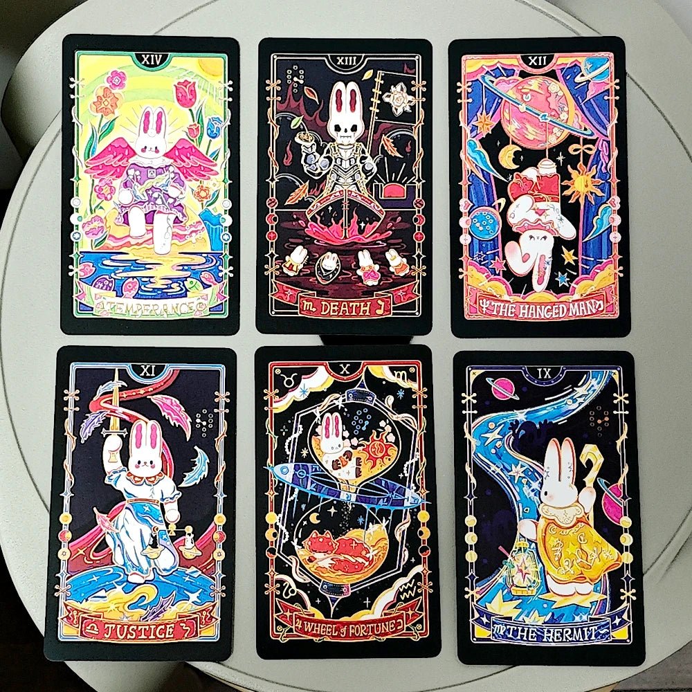 10.3*6cm Galaxy Reverie Tarot Deck 78 Cute Rabbit-themed Tarot Cards Based on Rider System