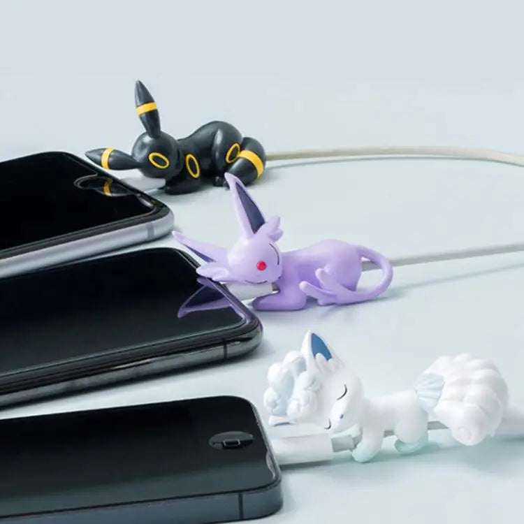 Hot Anime Figure Usb Protective Case Cable Bite Pikachu Cup Pet Eevee Dolls Meow Jigglypuff Accessories Toy Gift