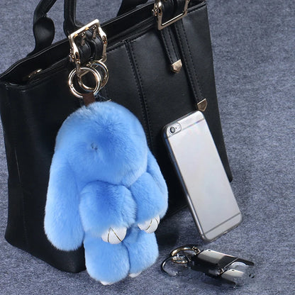 15cm Gifts Rabbit Fur Keychain Women Bag Car Key chain Pendant Decoration Jewelry Bags Hangings Accessories