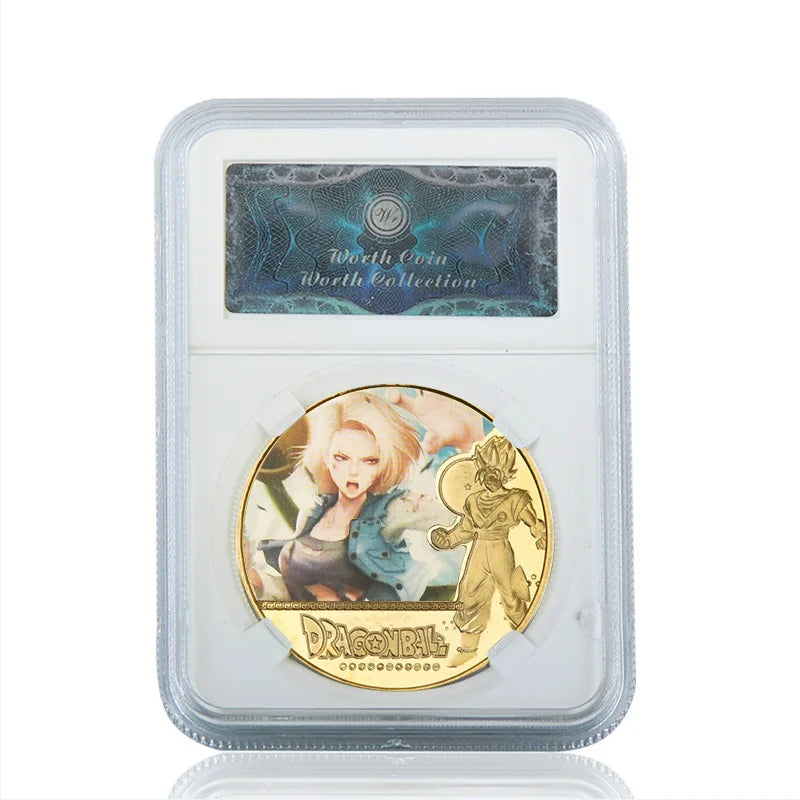 Dragon Ball Gold Plated Gold Coin Son Goku Vegeta Commemorative Coins Children Classic Anime Peripherals Collection Toy Souvenir