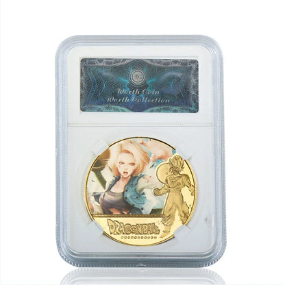 Dragon Ball Gold Plated Gold Coin Son Goku Vegeta Commemorative Coins Children Classic Anime Peripherals Collection Toy Souvenir
