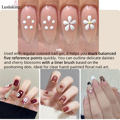 DIY Nail Art 5-Petal Dotting Tool Flower Creator 1.8mm Fine Tip Rhinestone Pickers Glitter Handle Manicure Nail Tools Brushes