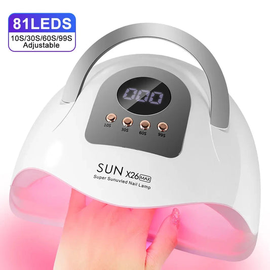 X26MAX 81LED Nail Dryer LED UV Lamp for Nails Gel Polish Dryer Light Professional Nail Art Accessories Curing Gel Toe Nails