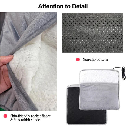 Foot Warmer USB Foot Heater Thermal Foot Heating Pad Soft Plush Warm Foot Cover Electric Heating Feet Warmer for Home Bedroom