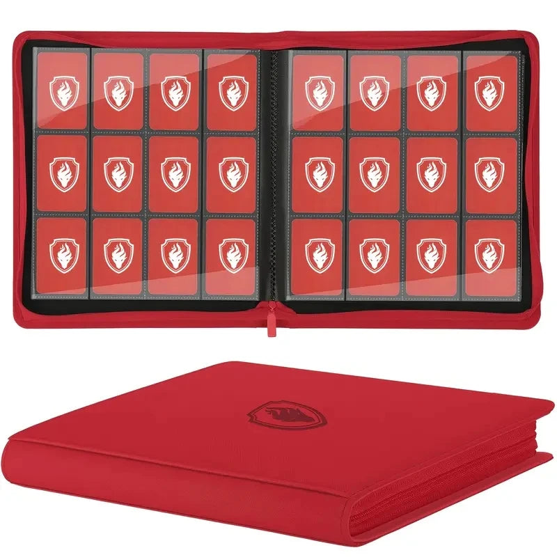 Trading Card Binder 12 Pocket, Zipper Binder Card Album Holds 480 Cards, Premium Leather Card Folder for TCG/Game/Sports Cards
