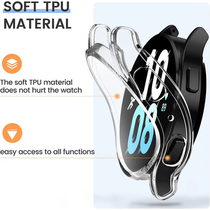 Watch Case for Samsung Galaxy Watch 4/5/6/7 40mm 44mm Screen Protector TPU All-Around Bumper Protective Cover ，Easy to install