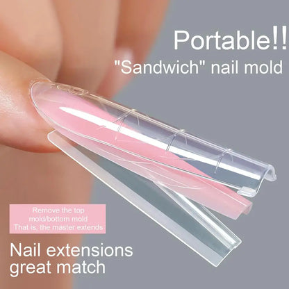 256pcs Sandwich Nail Dual Form Set Quickly Building Full Cover Tips Nail Extension Form Clear French Tip Manicure Tool