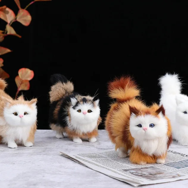 Brand New Simulation Animal Doll Plush Sleeping Cats Toy With Cushion Can Speak Out with Sound Kids Gift Stuffed Desk Ornament
