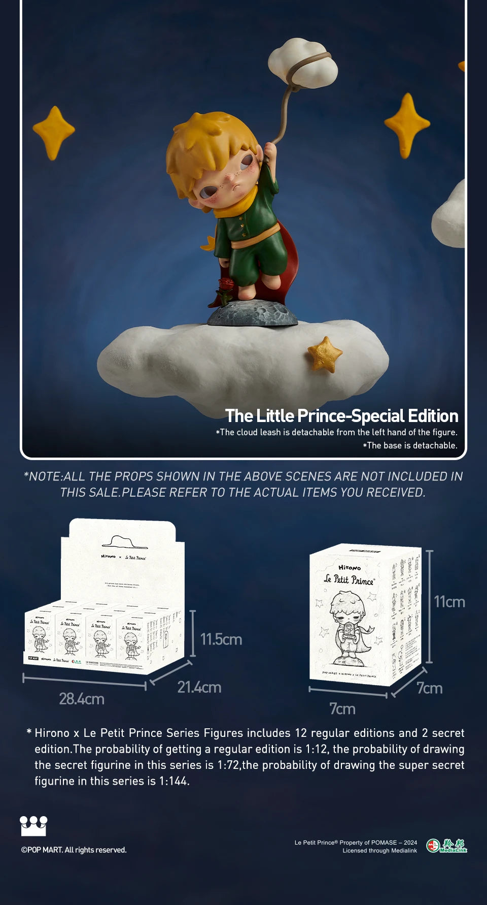 POP MART Hirono Le Petit Prince Series Blind Box Toys Kawaii Anime Action Figure Cartoon Model Surprise Box Mystery Box