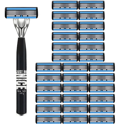 6-Layer Stainless Steel Shaver, Men's Classic Shaver Blade, Detachable and Reusable Shaver