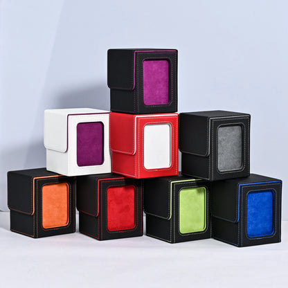 Card deck box with display window, Hold 120 + Single sleeved cards,Magnetic closure, Suitable for CCG Cards, Magic Game Cards