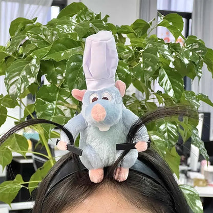 Disney Ratatouille Hairband Cartoon Plush Doll Headband French Wide-brimmed Hairpin Photo Headdress Creativity Kawaii Girl Gift