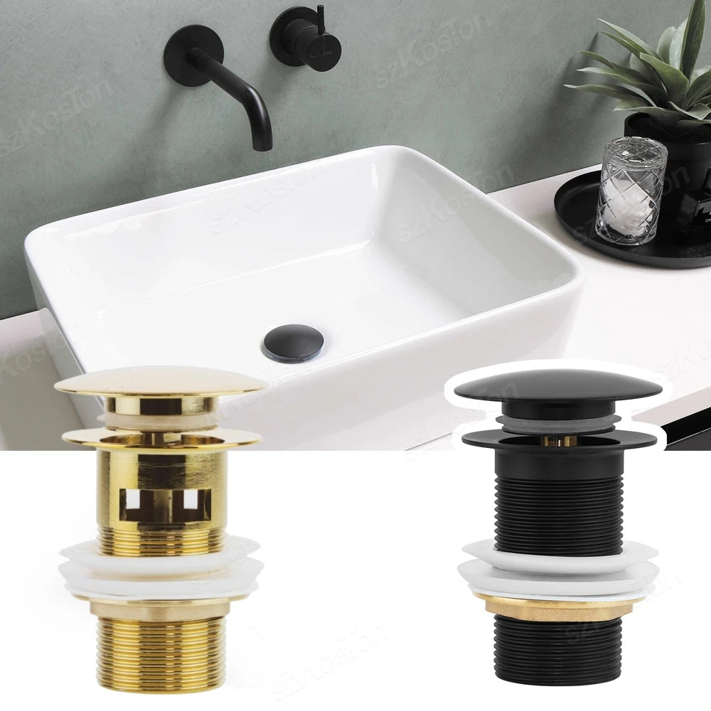 Bathroom Basin Sink Sewer Pop Up Drain Filter Waste Stopper Bathroom Kitchen Faucet Accessories Brass Matt Black Gold