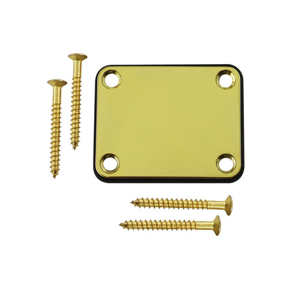 1Set  Bass Guitar Neck Plate,Electric Guitar Neck Joint Connecting Strengthen Plate with Plastic Back Plate & Mounting Screws