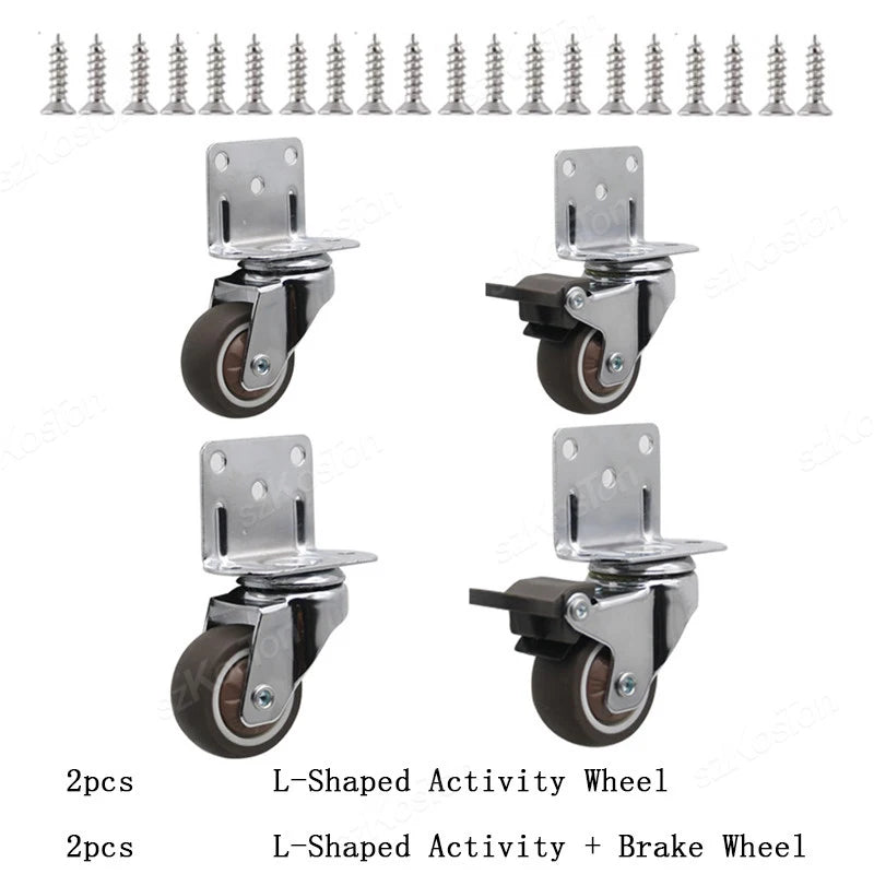 4pcs/lot Universal Fixed Swivel Casters for Table Chair Sofa With/Without Brake Heavy Duty Furniture Castor Silent Trolley Wheel