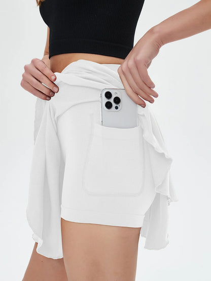 CZGUKE Women's High-Waisted Sports Mini Skirt with Belt Safety Pocket Breathable Tennis Yoga Golf Skirt for Comfortable Movement