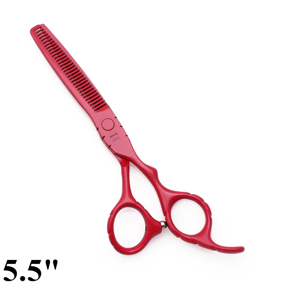 Professional Hairdressing Scissors 5.5" 6" AQIABI Japan Stainless Thinning Scissors Barber Shop Hair Cutting Scissors Red A1010