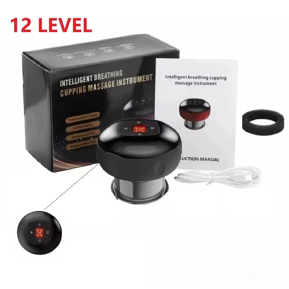 wireless Body Scraping Massage Smart 6/12 Gear Electric Vacuum Cupping Heating Suction Cup Device Back Neck Arm Massger