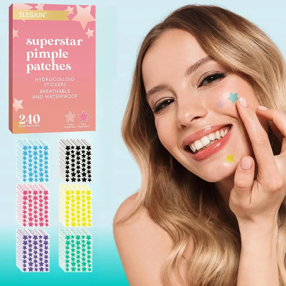 200pcs Colorful Star Pimple Patches Multi-functional Acne Patches Ultra-Thin Face Concealer Cover Facial Decor Gentle Skincare