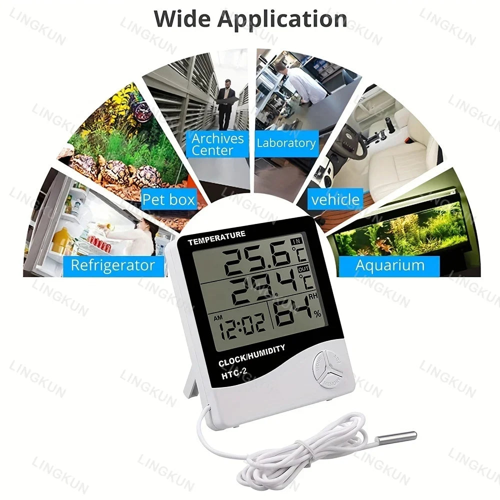 Indoor Temperature Humidimeter Sensor Instrument Electronic Clock LCD Digital Household Electronic Temperature Humidity Meter