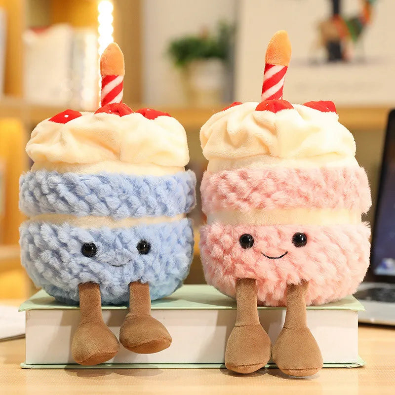 Kawaii Cartoon Hot Cake Plush Doll High Quality Soft Stuffed Fruit Strawberry Wedding Cake Simulation Food Plush Toy Home Decor