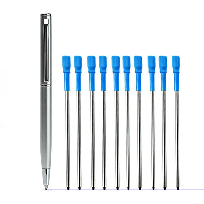 Mini Stainless Steel Metal Ballpoint Pen with 10 Replacement Refills Set, Portable Pocket Ballpen Compact Short Pen for Wallet