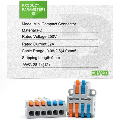 5PCS Fast Wire Connector Push-in Electrical Terminal Block Universal Splicing Wiring Cable Connectors For Cable Connection SPL ﻿