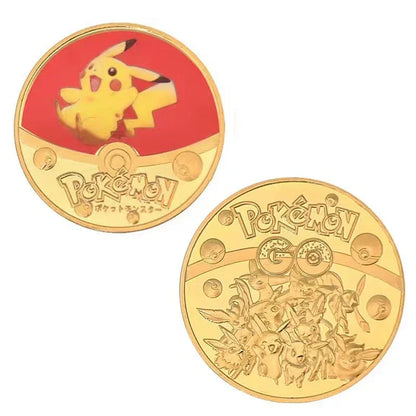 Anime Gold Plated Gold Coin Game Commemorative Coin Pikachu Mewtwo Charizard Gold Coin Game Collection childrens gift