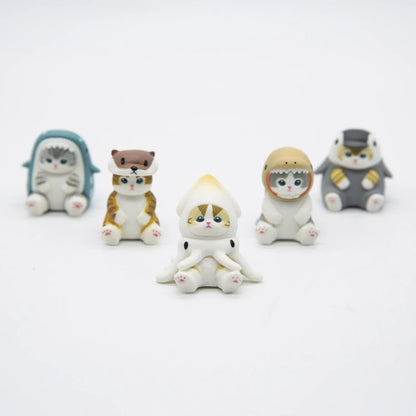 Mofusand Cats Wearing Marine Organism Clothes Blind Box Cute Action Figures Octopus Penguin Otter Table Ornaments Kids Gifts